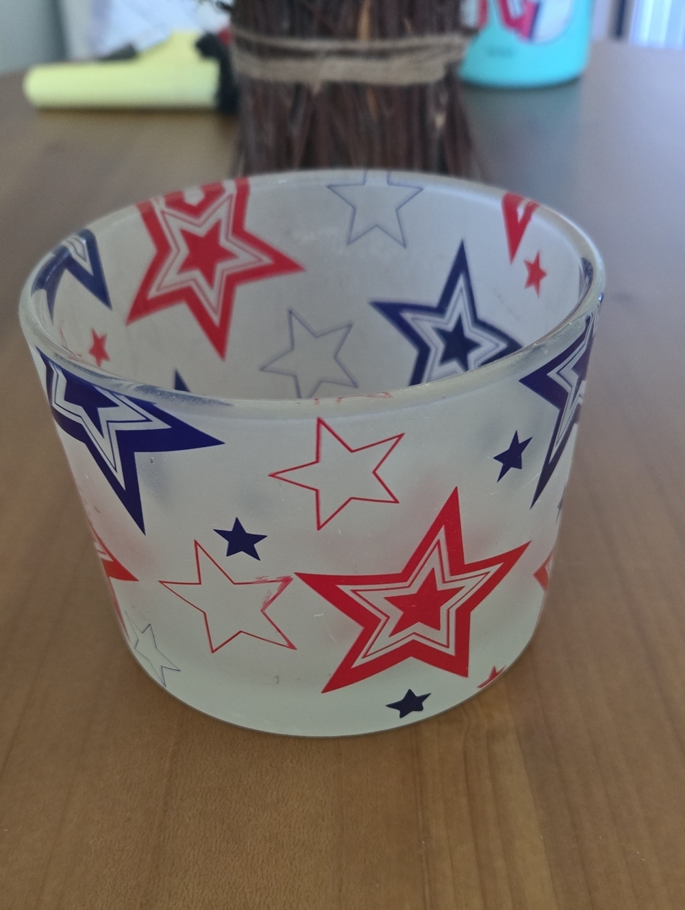 Star-Print Red White & Blue Candle Holder